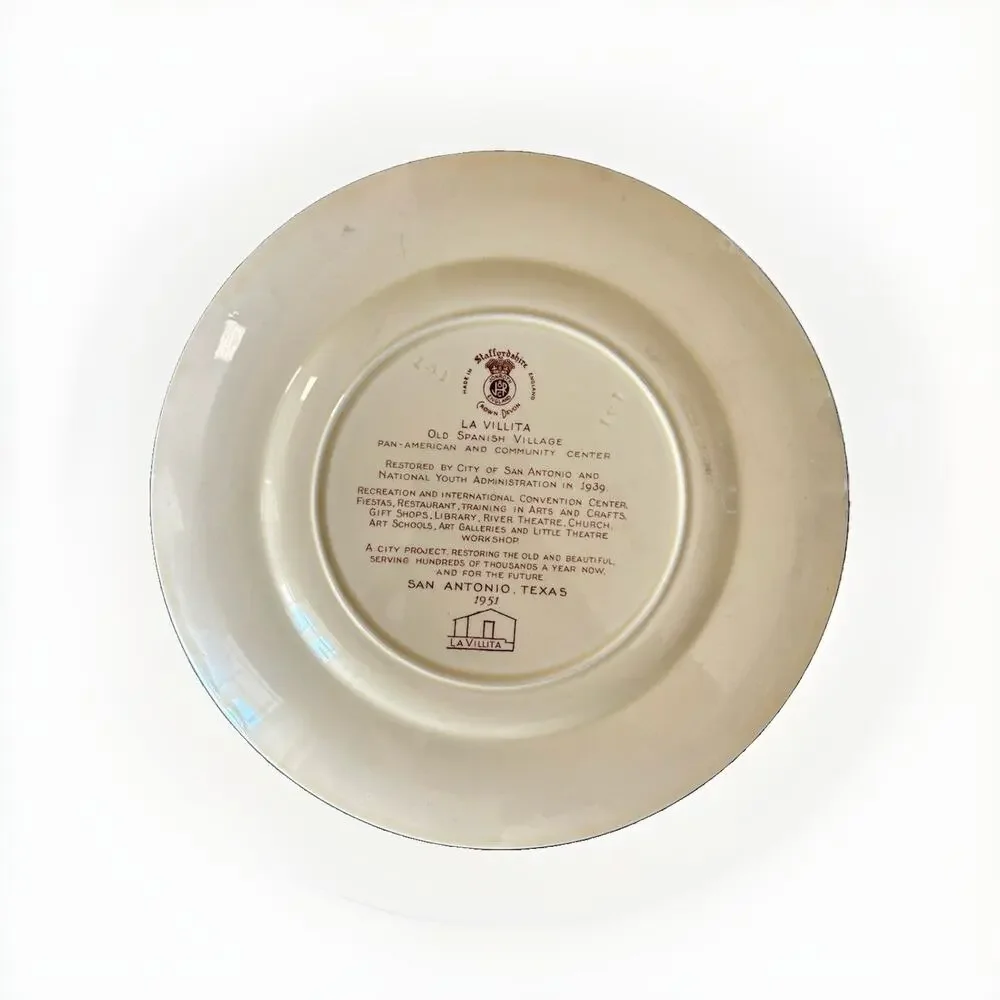 Crown Devon Staffordshire 1951 SAN ANTONIO TEXAS Plate Multicolor 10
